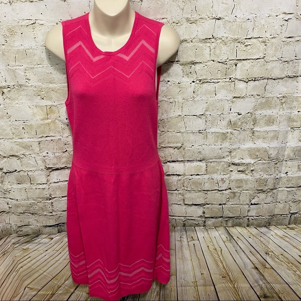Ann Taylor Pink Chevron Sleeveless Stretch Sweater Dress